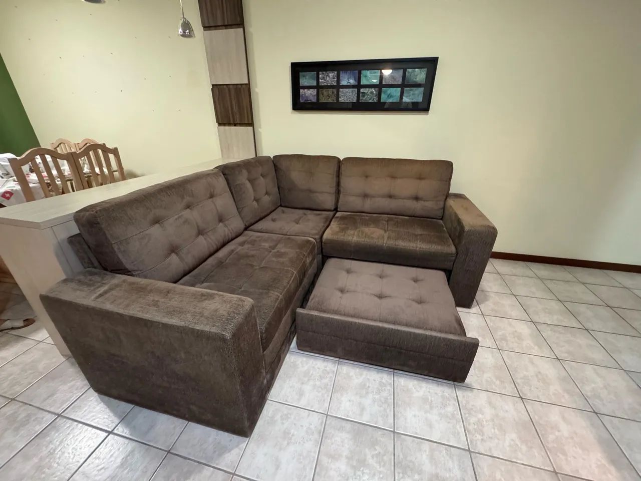 Sofá de Canto em Suede Marrom 2,00 x 2,05.  - Foto 2