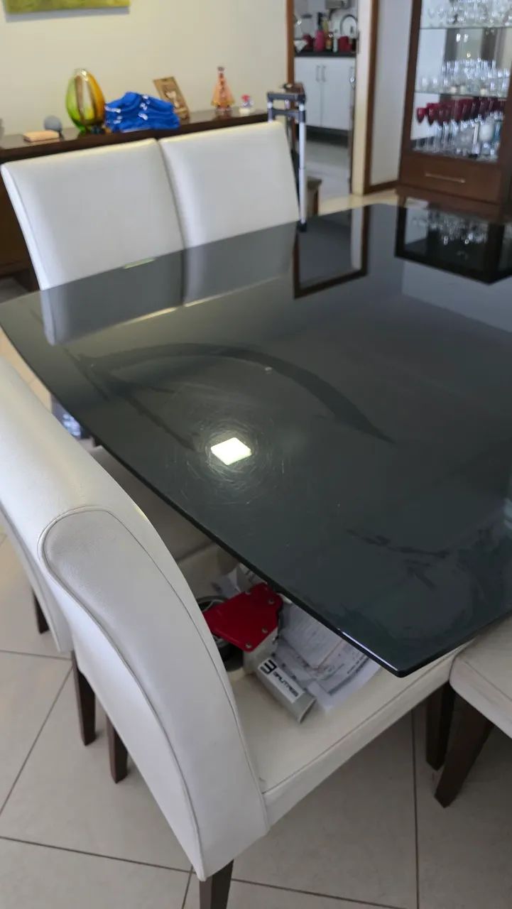 Mesa de Jantar de Vidro com 8 Cadeiras - Foto 2