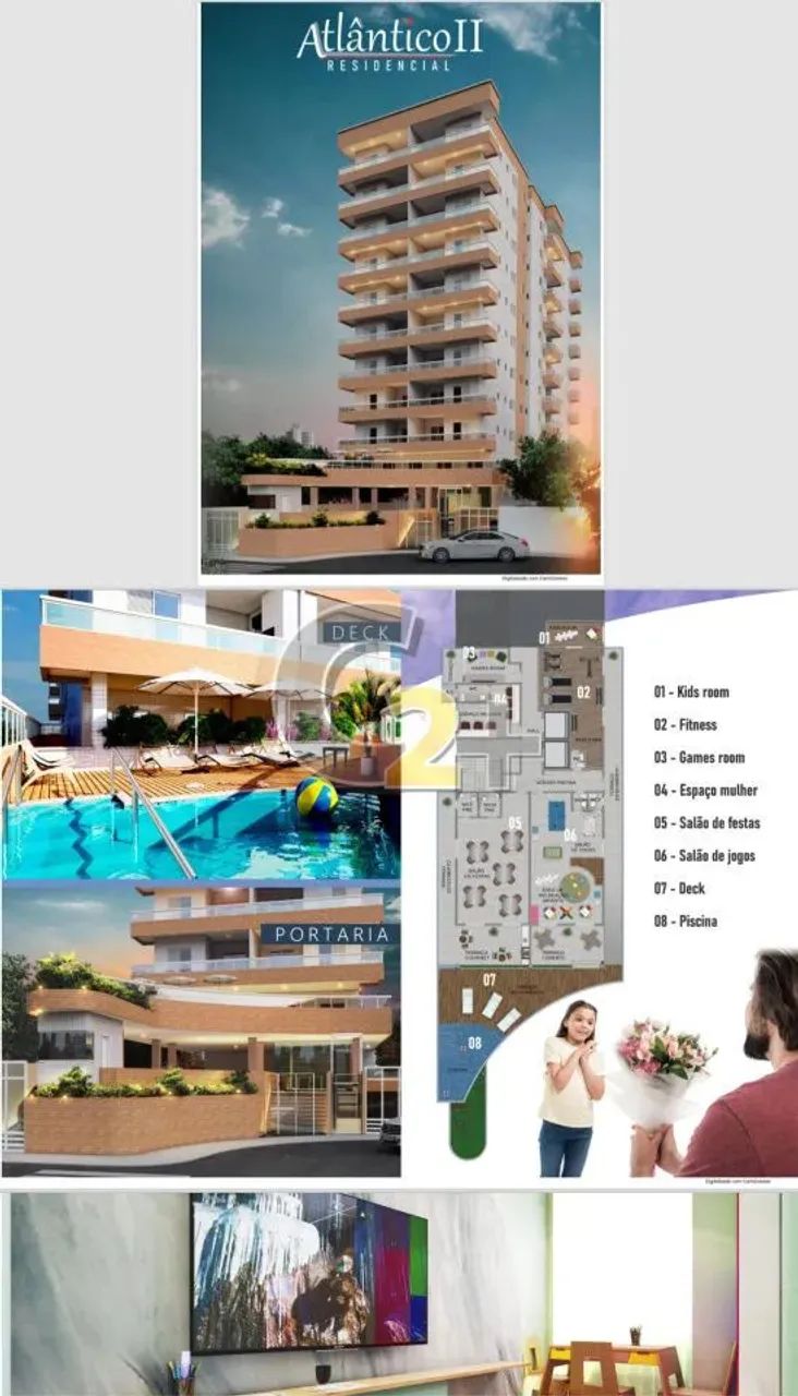 Apartamento à venda na Praia Grande, Guilhermina com 1 suíte e 1 vaga