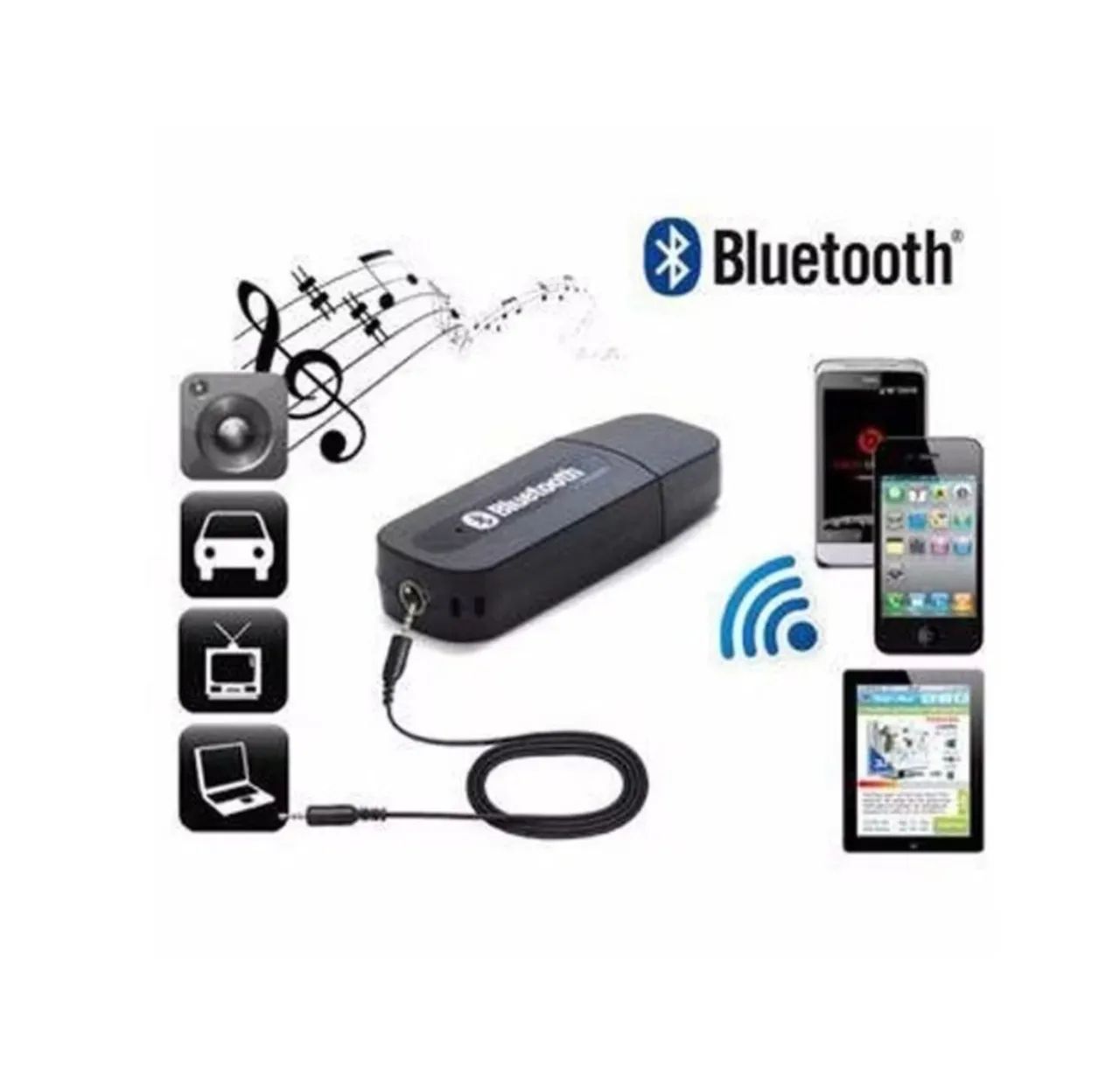 Adaptador Receptor P2 Via Bluetooth USB Musica Som De Carro - Foto 2