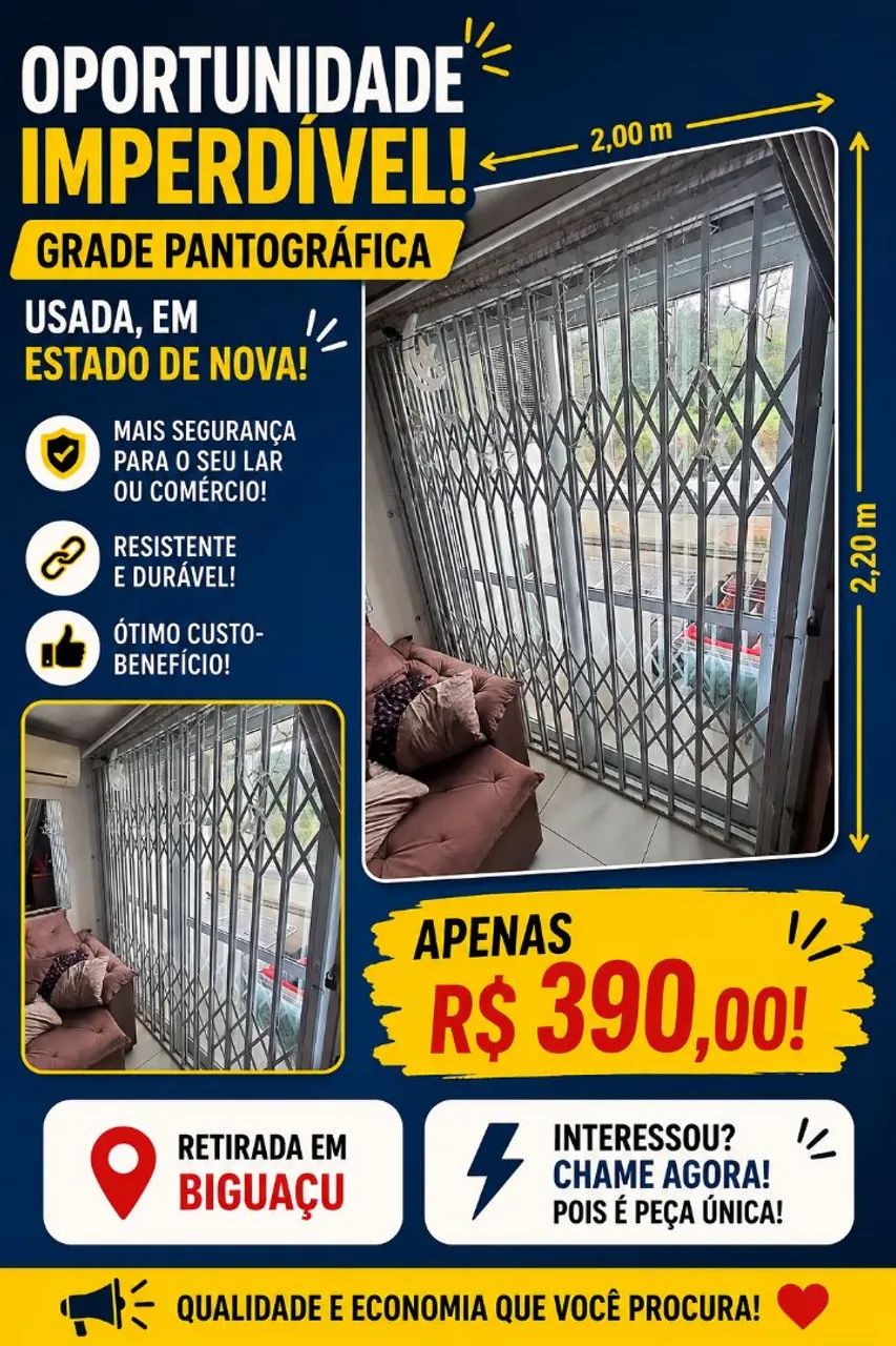 Grade Pantográfica 2,20m. X 2m. Sacada 