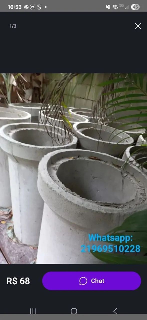 Manilha de concreto 40 por 1 metro 