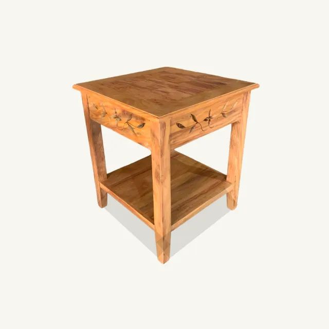 Mesa Lateral Em Madeira Peroba Rosa 60x60x70cm - Foto 4