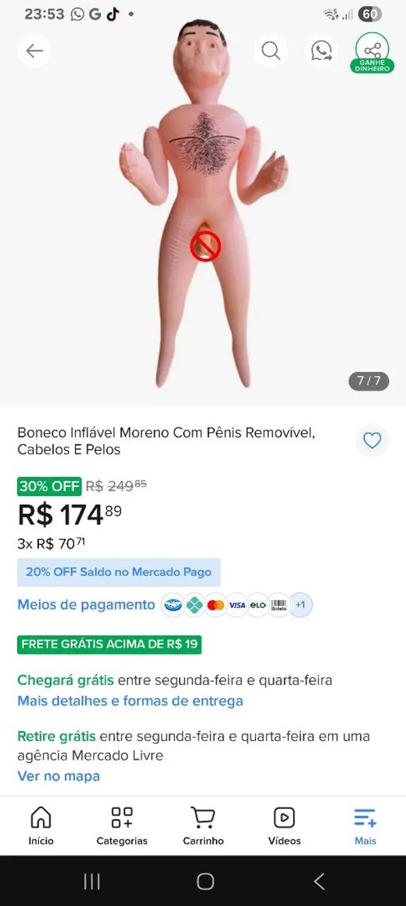 Boneco Inflável nunca usado