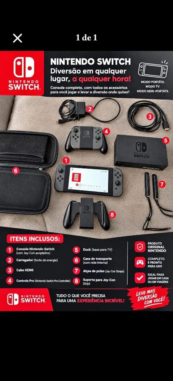 Nintendo switch + acessórios originais