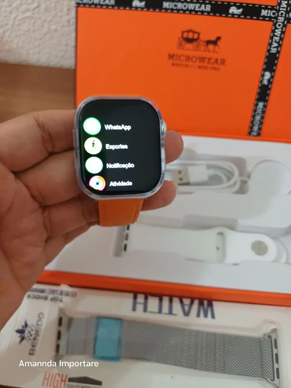 SMARTWATCH Mini com pulseira Extra Prata  - Foto 4