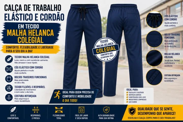 Calça em helanca para uso profissional