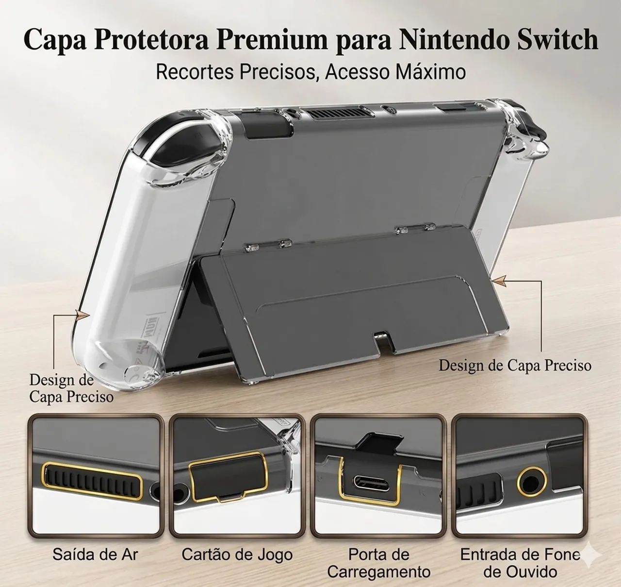 Case de proteção Premium em acrílico para Nintendo Switch OLED - Foto 2