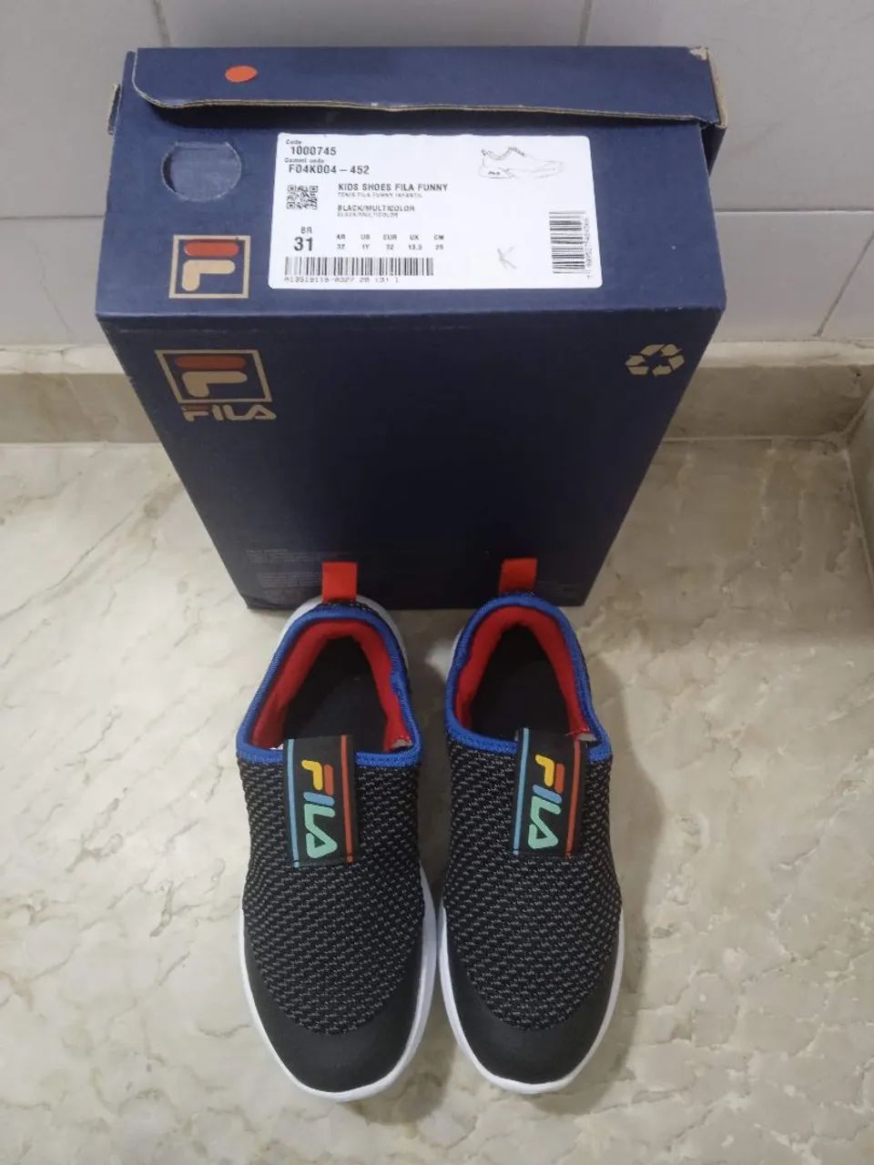 Tênis Infantil Fila Funny Preto Multicolor Novo Nacional 31