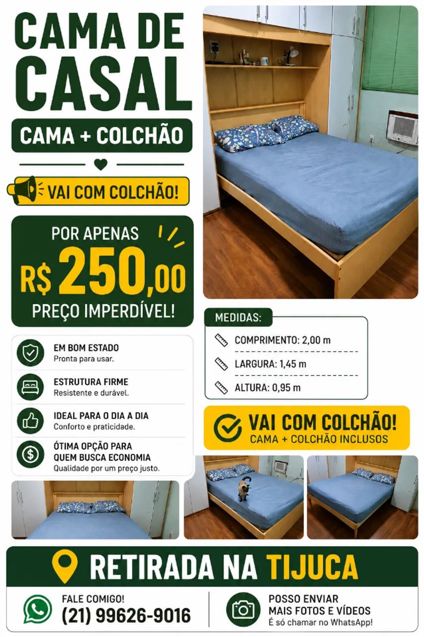 Cama casal com colchão