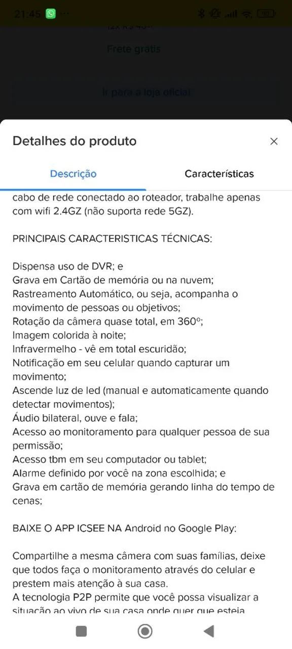 Câmera segurança IP wi-fi P11-qq6 Lente dupla 6 MP Oxeee cor preto Estany Shop - Foto 6