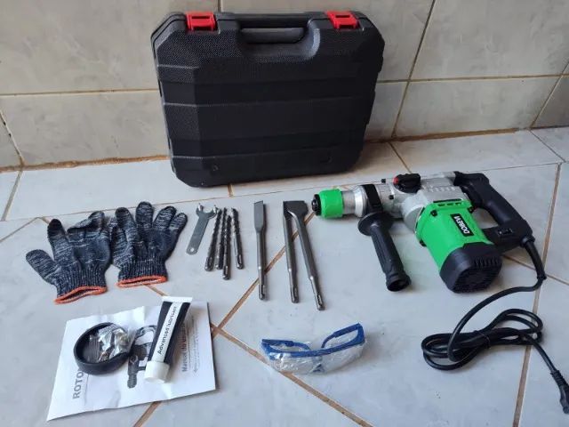 Martelo Elétrico 3 em 1 |Drill/Hammer/Chisel Modes+ Troca Rápida + Anti-Poeira & Absorção  - Foto 2