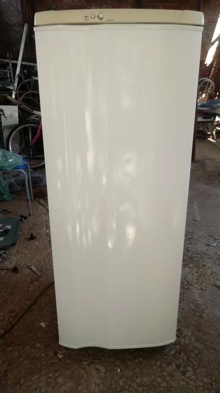 Geladeira branca, em bom estado e preço acessível. Interessados: *