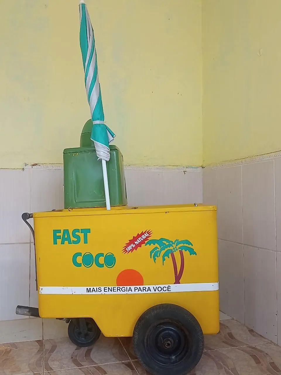 Carrinho de água de coco em fibras