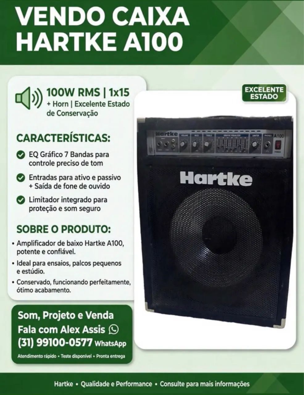 Caixa Para Baixo Hartke modelo A100