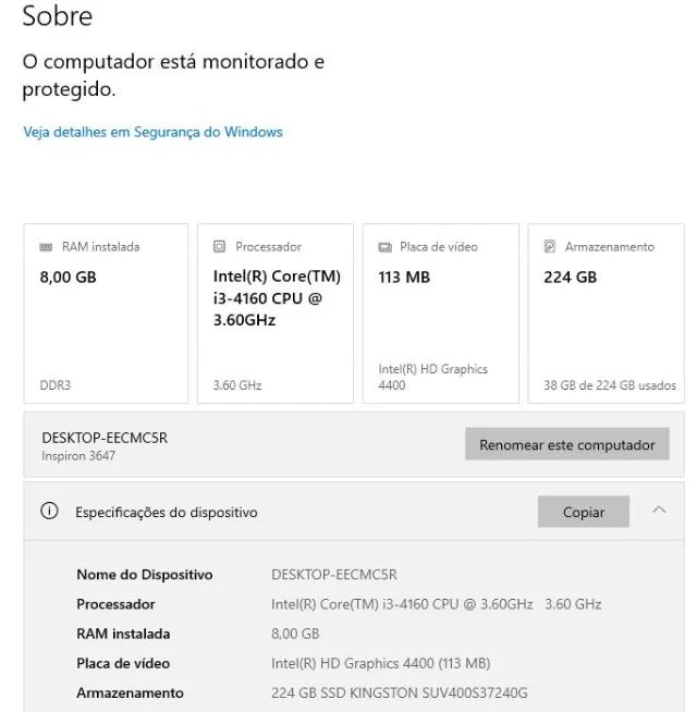 PC Dell i3 4a Geração | 8GB RAM | SSD 240GB | Wi-Fi e BT - Foto 5