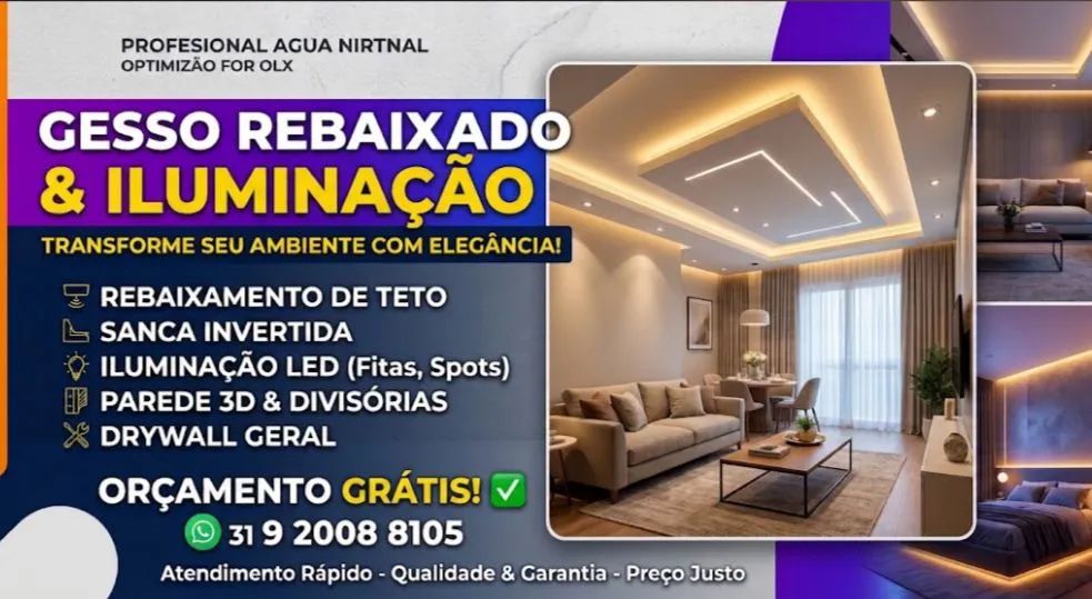 Rebaixamento de teto com gesso