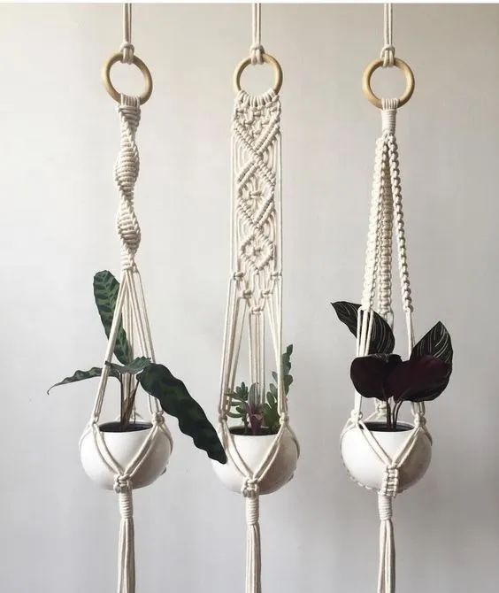 Suporte de cordas em macramê pata vasos de planta