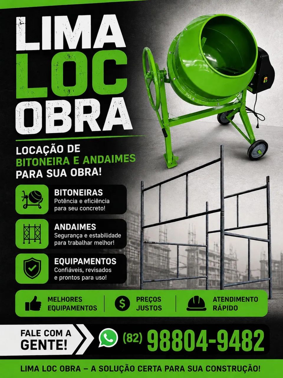 Aluguel andaimes e betoneiras 