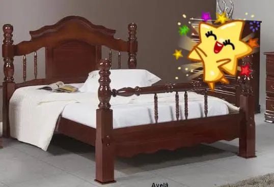 Cama de casal de madeira rústica
