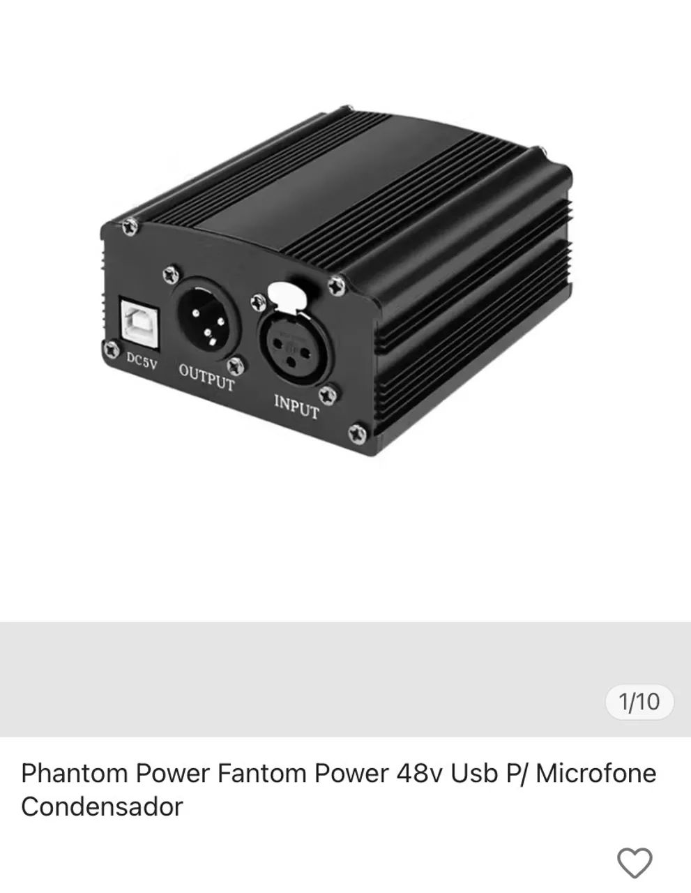 Phantom power + microfone condensador