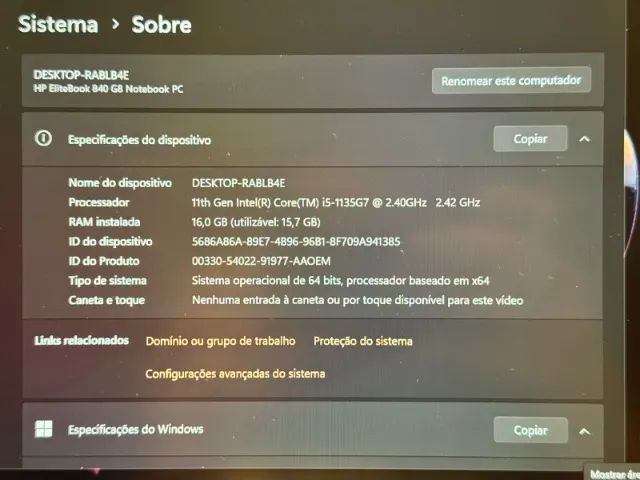 Notebook HP Elitebook 840 i5 11a geração 16GB RAM - Foto 4