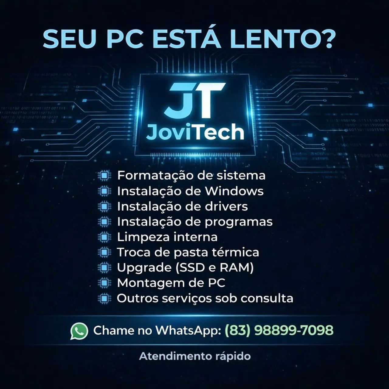 Seu PC com Problemas? Conserto Rápido via WhatsApp - JoviTech ?