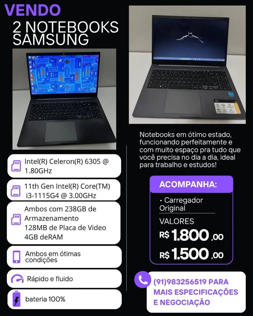 VENDO DOIS NOTEBOOKS 