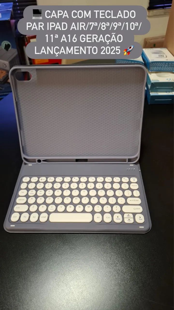 Capas com teclado para iPad Air/7ª/8ª/9ª/10ª/11ª A16 Geração Lançamentos 2025 Com  - Foto 3