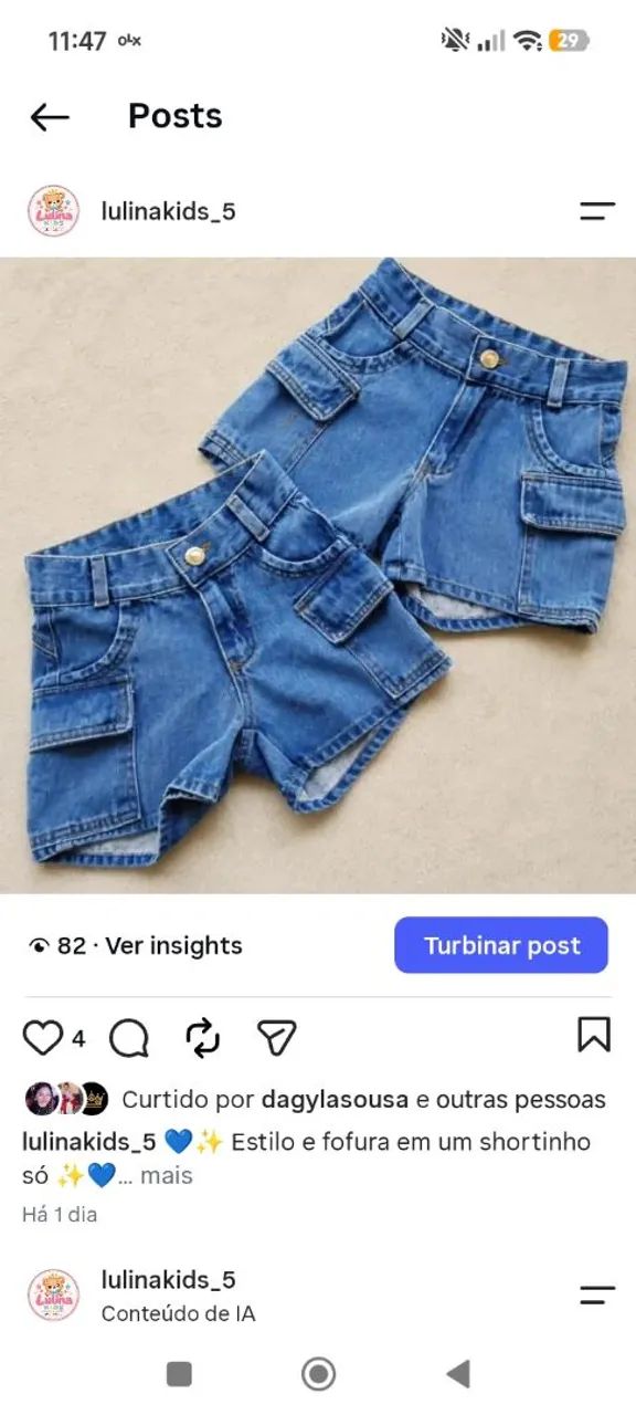 Short cargo menina 
