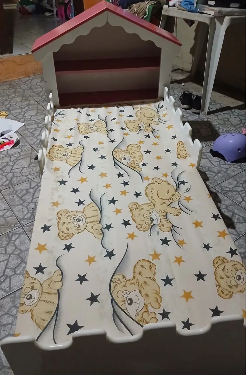 Cama infantil casinha rosa 