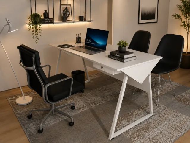 Mesa Office Clean Santoro. Em Madeira Maciça L100CM X P50cm x A74cm - Foto 3