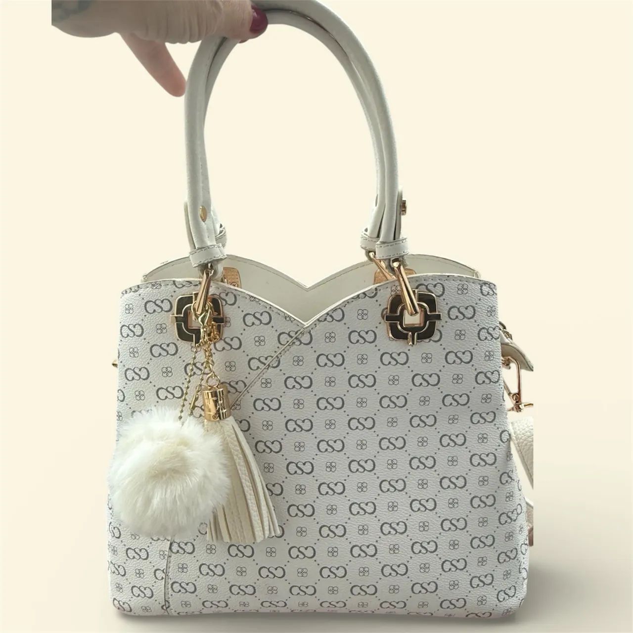 BOLSA FEMININA CHENSON ORIGINAL ELEGANCE LUXO MÃO OFF WHITE