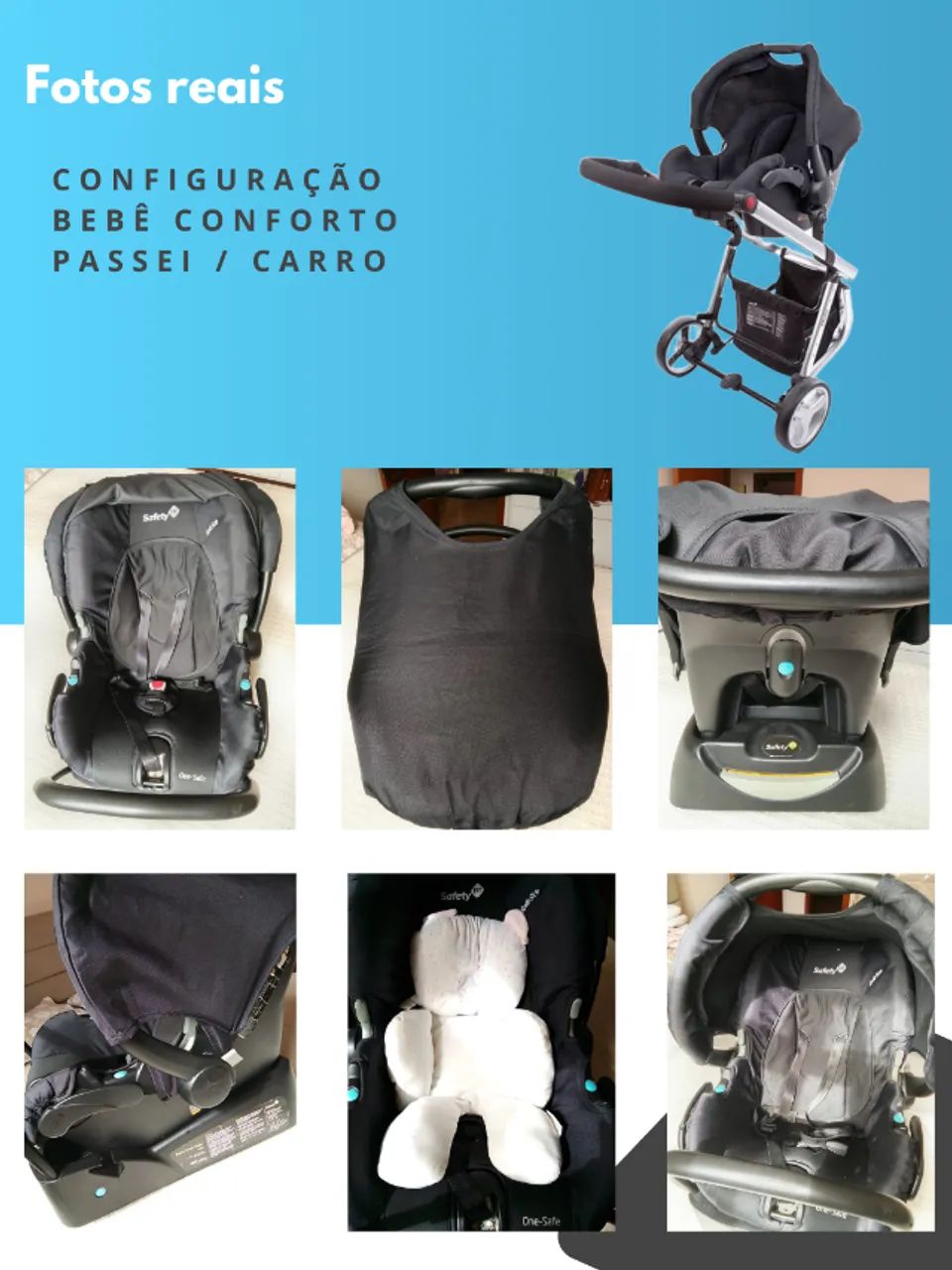 Carrinho de Bebê com Bebê Conforto Safety 1st - Foto 3