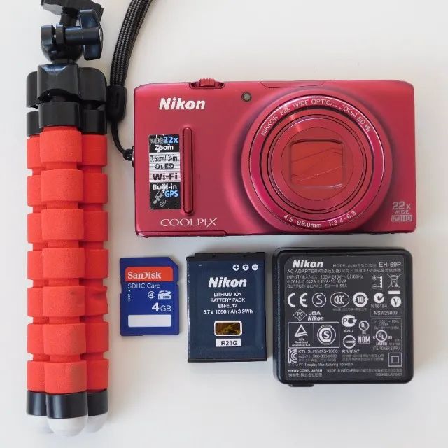 câmera nikon coolpix s9500 18 megapixels vermelha - Câmeras e