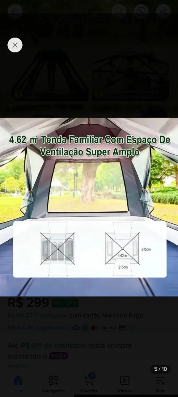 Barraca Camping de 4 pessoas- Nunca usada - Foto 5