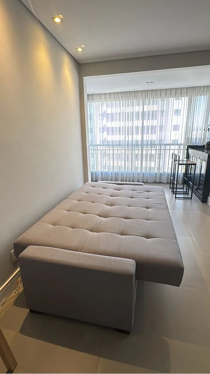 Sofá 3 lugares de linho cinza!! Moderno, super conservado, impermeabilizado há 3 meses.  - Foto 2