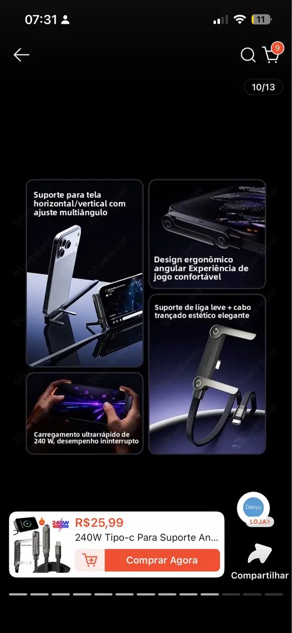 Cabo Telefone Dobrável Carregamento Rápido - Foto 5