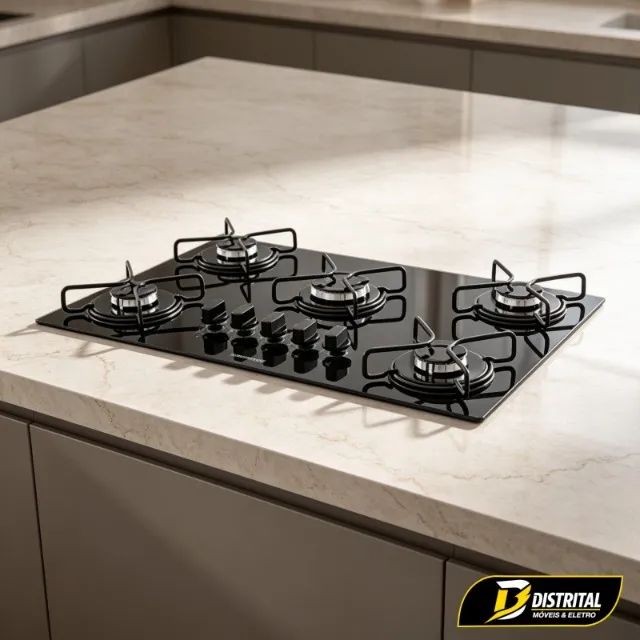 Fogão Cooktop Vidro 5 Queimadores Novo
