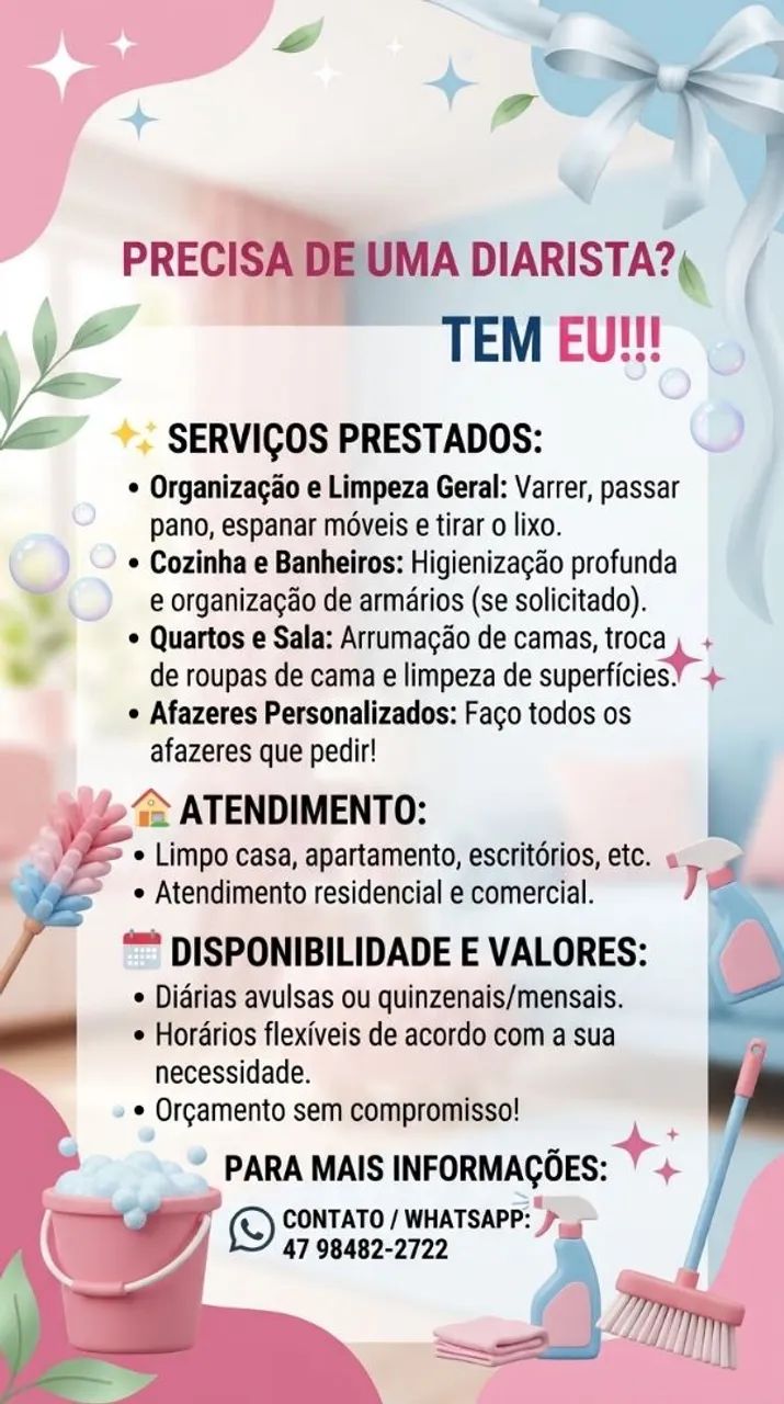Precisa de babá ou de uma diarista?