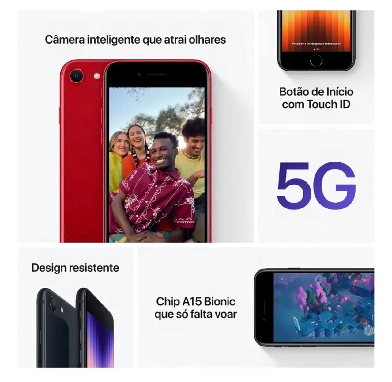 iPhone SE SE (3ª geração, 64 GB) branco usado. - Foto 2