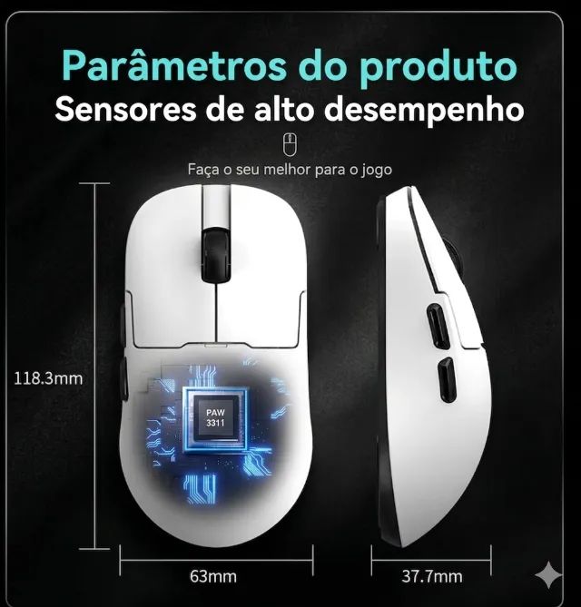 Mouse Gamer AJAZZ AJ159P MC Tri-Mode (Sem Fio/Bluetooth) + Base Magnética - Foto 5