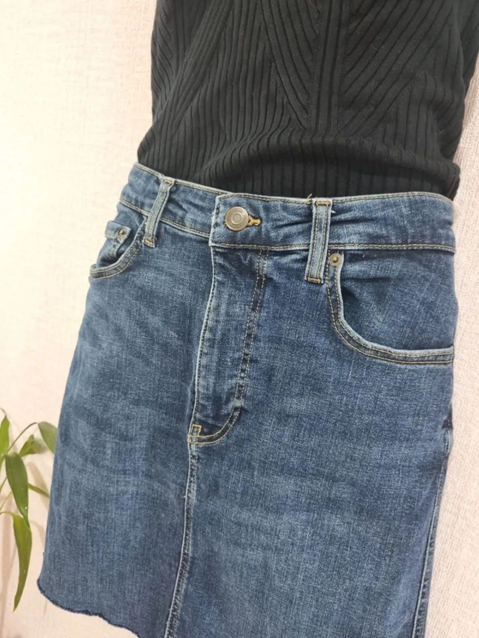 Saia curta jeans Zara  - Foto 4