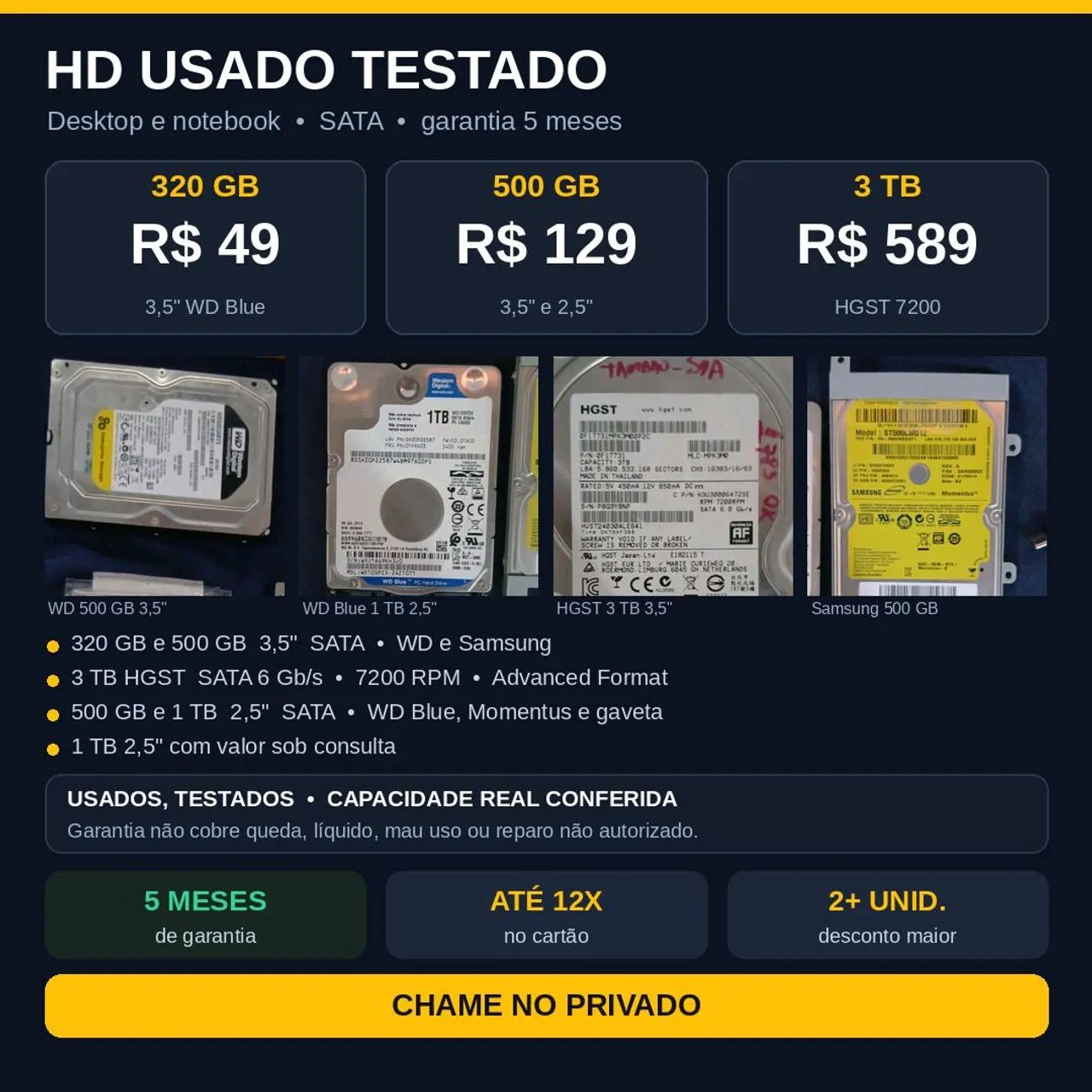 ? HDs PARA DESKTOP E NOTEBOOKS À VENDA! ?<br>