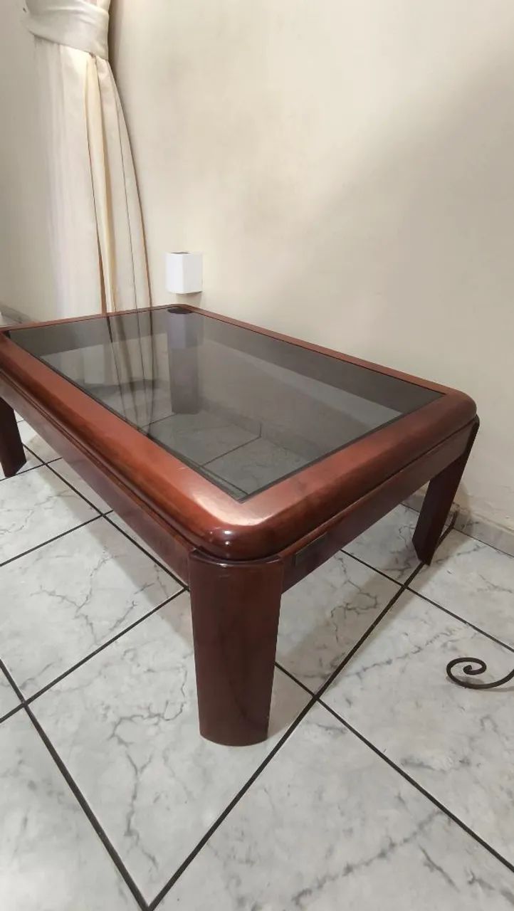 Mesa de centro de madeira + tampo de vidro - Foto 2