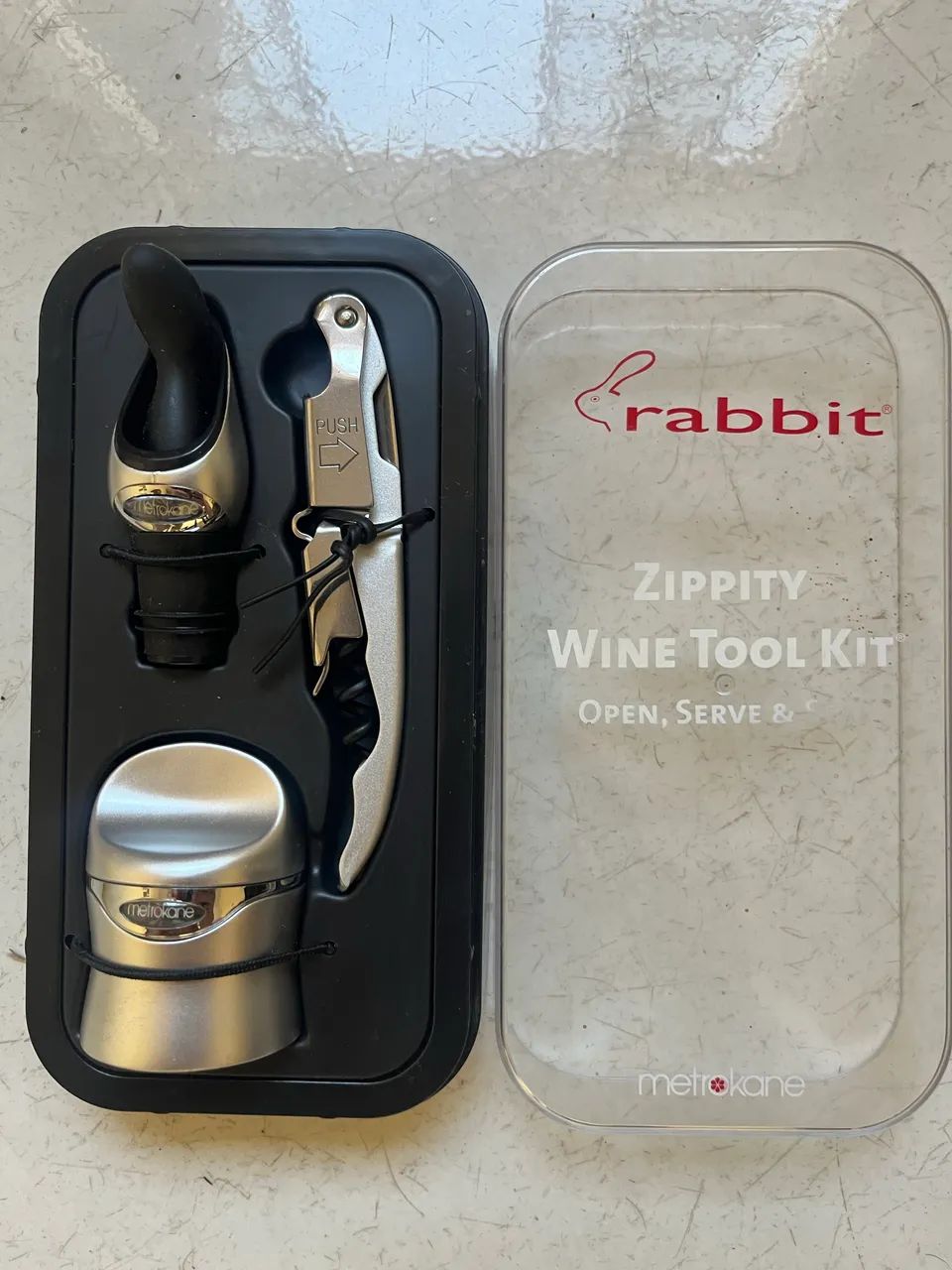 Saca rolha corta lacre e tampão inox