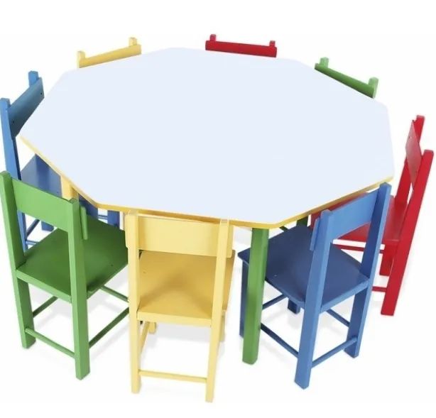 Mesa Infantil Oitavada em Ferro com 8 Cadeiras UltimaX
