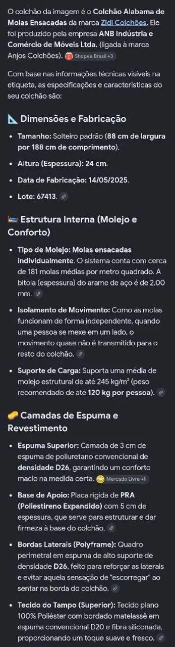 Colchão para cama box solteiro - molas ensacadas 