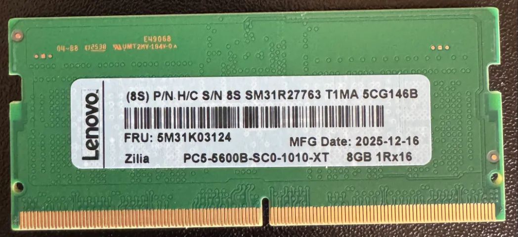 16GB Memória RAM Notebook 2x8GB DDR5 5600