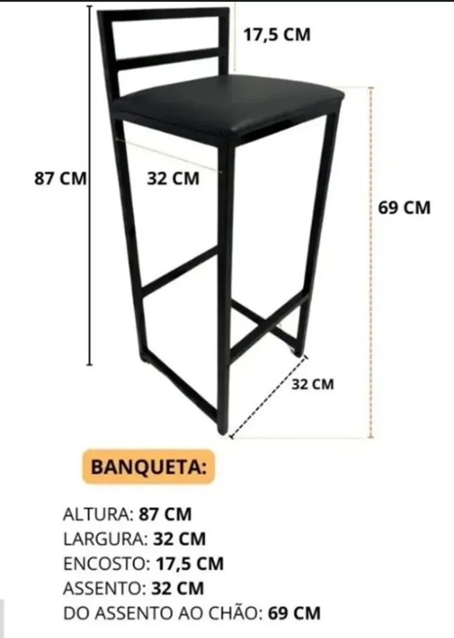2 banquetas de ferro pretas e assentos acolchoados  - Foto 5
